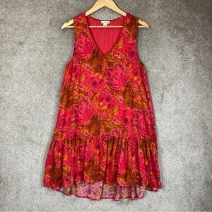 Sundance Dress Womens Medium Pink Yellow Modal Sleeveless Lined V Neck- 3969